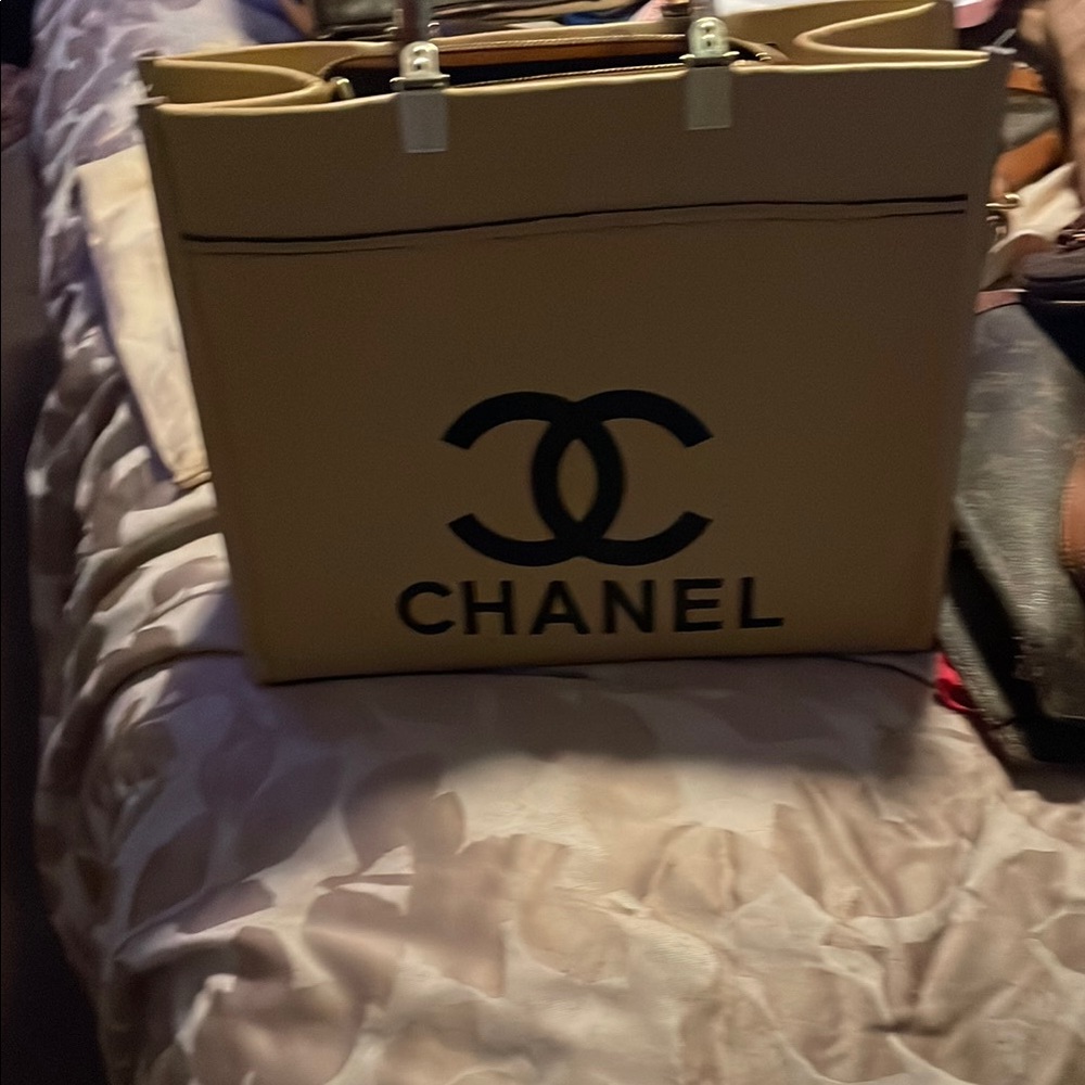 Chanel Tan Tote Bag with Iconic Design